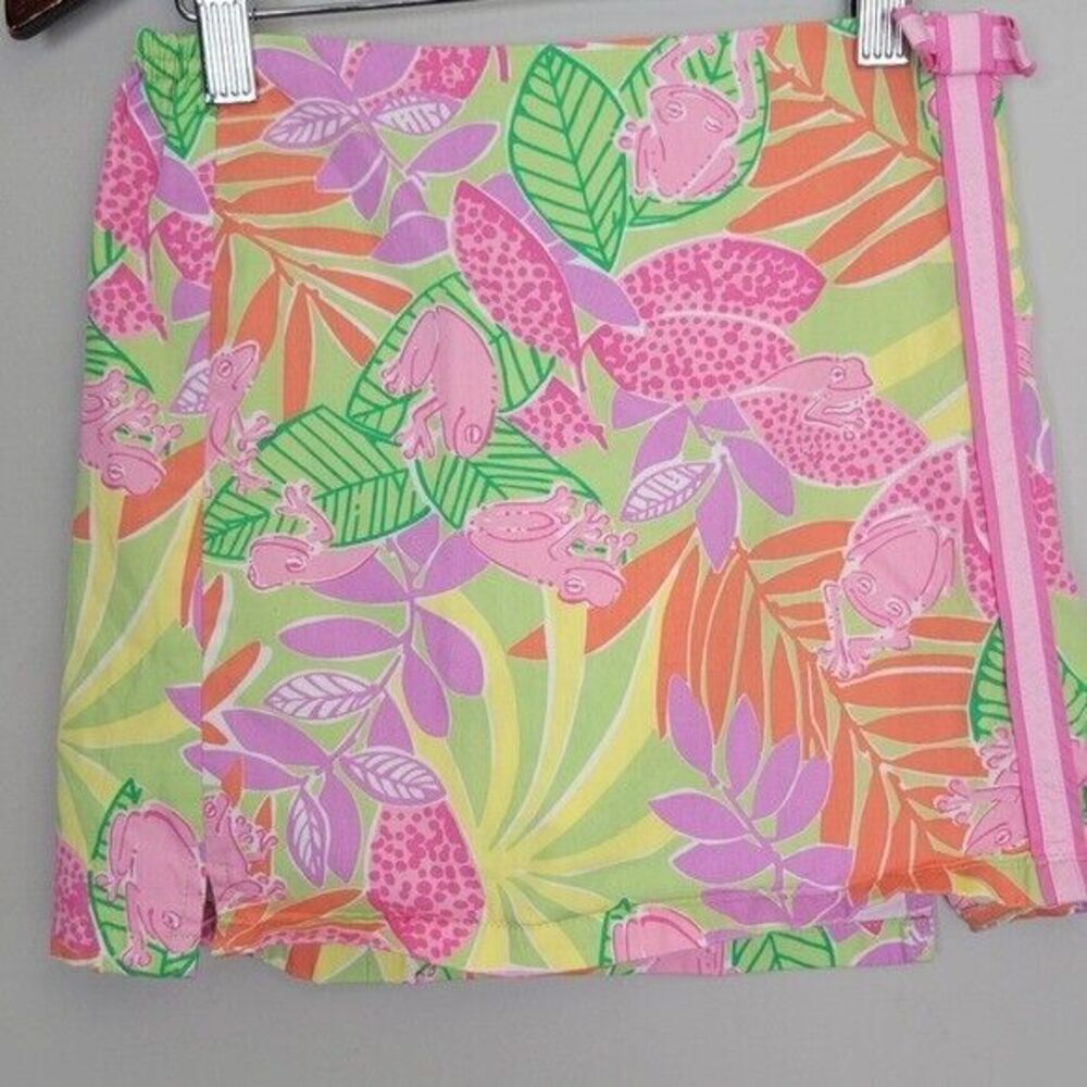 Lilly Pulitzer Vintage Girls Lenore Skort Skirt Frog Print Bow Detail Cotton You